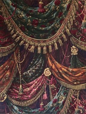 Vintage Kravet Multi colored Royal trim and Tassels Cotton Fabric